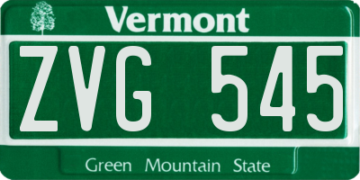 VT license plate ZVG545