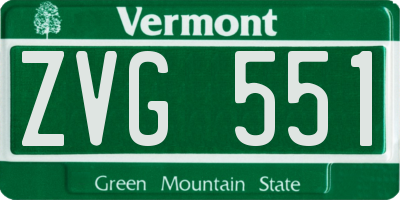VT license plate ZVG551