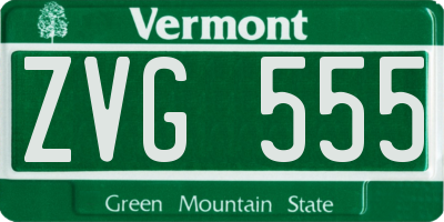 VT license plate ZVG555