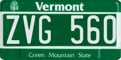 VT license plate ZVG560