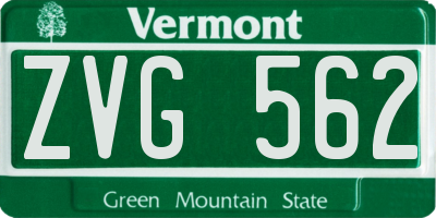 VT license plate ZVG562