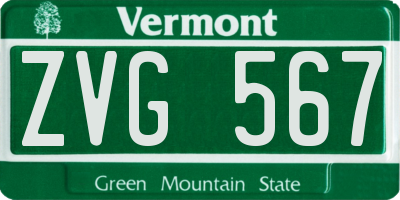 VT license plate ZVG567