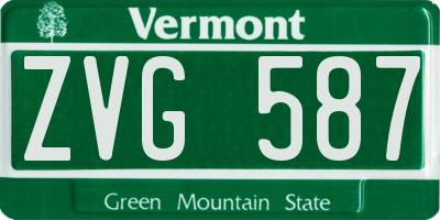 VT license plate ZVG587