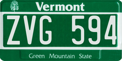 VT license plate ZVG594