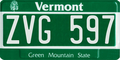 VT license plate ZVG597