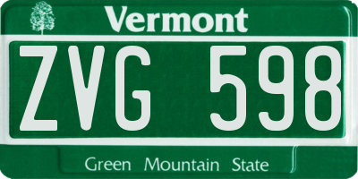 VT license plate ZVG598