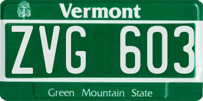 VT license plate ZVG603