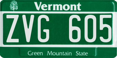 VT license plate ZVG605