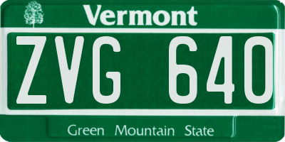 VT license plate ZVG640