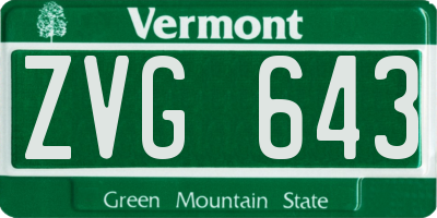 VT license plate ZVG643