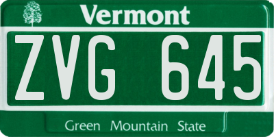 VT license plate ZVG645