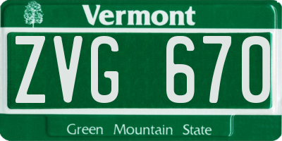 VT license plate ZVG670