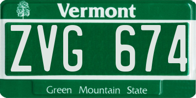 VT license plate ZVG674