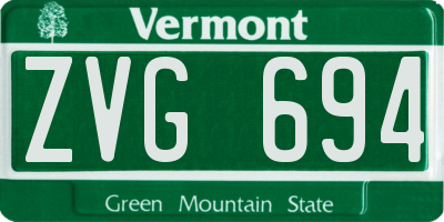 VT license plate ZVG694