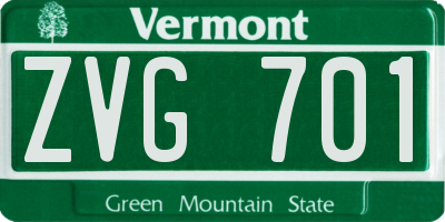 VT license plate ZVG701