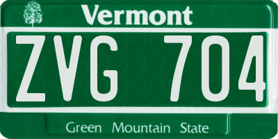 VT license plate ZVG704