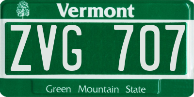VT license plate ZVG707