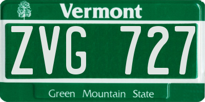 VT license plate ZVG727