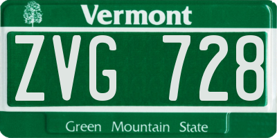 VT license plate ZVG728