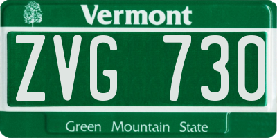 VT license plate ZVG730