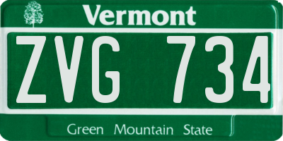 VT license plate ZVG734