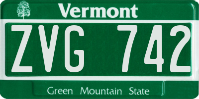 VT license plate ZVG742