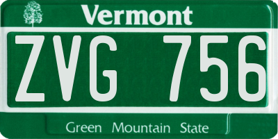 VT license plate ZVG756