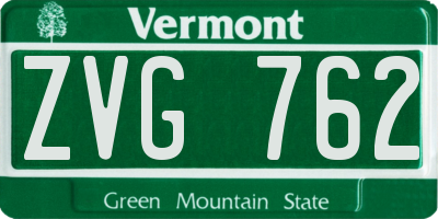 VT license plate ZVG762