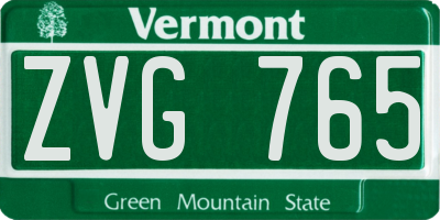 VT license plate ZVG765