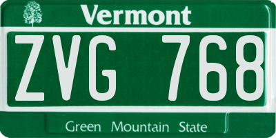 VT license plate ZVG768