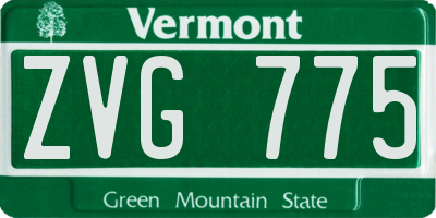 VT license plate ZVG775