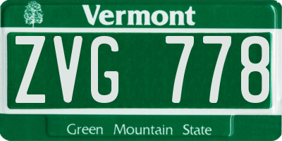 VT license plate ZVG778