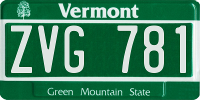 VT license plate ZVG781