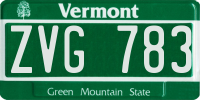VT license plate ZVG783