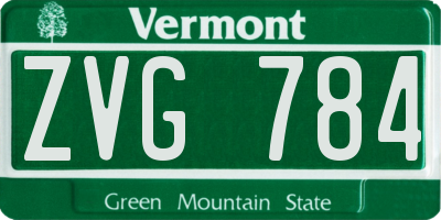 VT license plate ZVG784