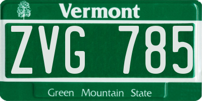 VT license plate ZVG785