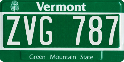 VT license plate ZVG787