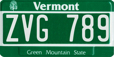 VT license plate ZVG789