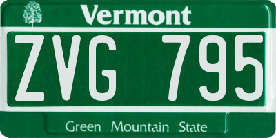 VT license plate ZVG795