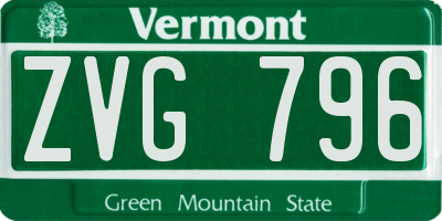 VT license plate ZVG796