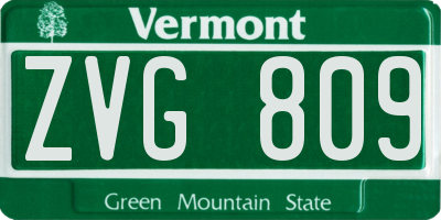 VT license plate ZVG809
