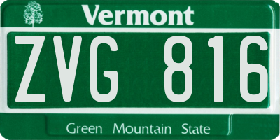 VT license plate ZVG816