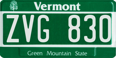 VT license plate ZVG830