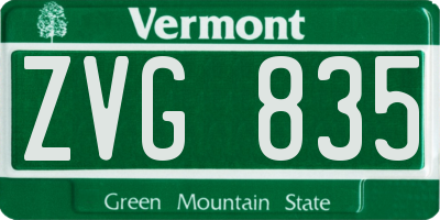 VT license plate ZVG835