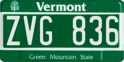 VT license plate ZVG836