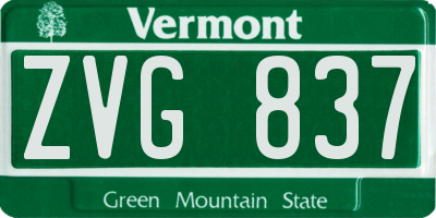 VT license plate ZVG837