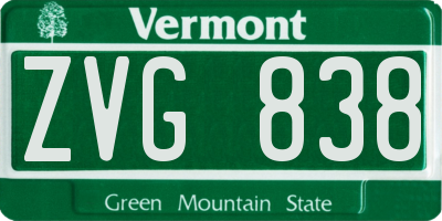 VT license plate ZVG838