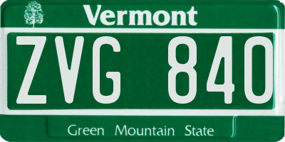 VT license plate ZVG840