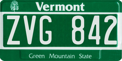 VT license plate ZVG842