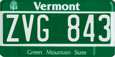 VT license plate ZVG843